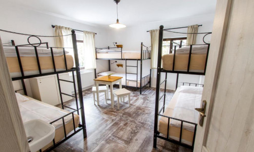 Das Hostel Hildegarden bietet Unterkunft in Zimmern für eine unterschiedliche Anzahl von Gästen. Nach vorheriger Absprache und gegen Bezahlung können wir auch Haustiere beherbergen.<br><br>Arten von Zimmern:<br>2 Zimmer für 2 Personen (Bett 160x200). Ein Zimmer hat auch ein eigenes Badezimmer;<br>1 Zimmer für 4 Personen (2 Etagenbetten)<br>1 Zimmer für 6 Personen (3 Etagenbetten)<br>1 Zimmer für 8 Personen (4 Etagenbetten)<br><br>In den Zimmern hat jedes Bett auch ein Schließfach mit Schlüssel zur Aufbewahrung persönlicher Gegenstände. Die Zimmer sind klimatisiert und darüber hinaus bieten wir auch die Möglichkeit, Babybetten mit Bettwäsche, einen Hochstuhl, ein Töpfchen und andere Ausstattung für einen noch komfortableren Aufenthalt Ihrer Kleinen zu mieten.<br><br>Da wir wissen, wie süß der erste Kaffee, Tee oder das Croissant am Morgen ist, bereiten wir gerne etwas davon für unsere Gäste zu und tragen zumindest ein bisschen dazu bei, den Tag mit einem Lächeln zu beginnen.<br><br>Neben Übernachtungen bieten wir Ihnen auch die Möglichkeit, unter freiem Himmel auf den Liegestühlen zu entspannen und die Sommerküche und den Grill zu nutzen, damit Sie ein echtes Picknick in der Natur zubereiten können. Alle Gäste haben außerdem Zugang zu einer Waschküche, drahtlosem Internet, einem Computer, Fön, Bügeleisen, Fernseher, Brettspielen usw. Auch wenn Sie sich für einen längeren Aufenthalt entscheiden, wird es Ihnen bei uns nie langweilig.